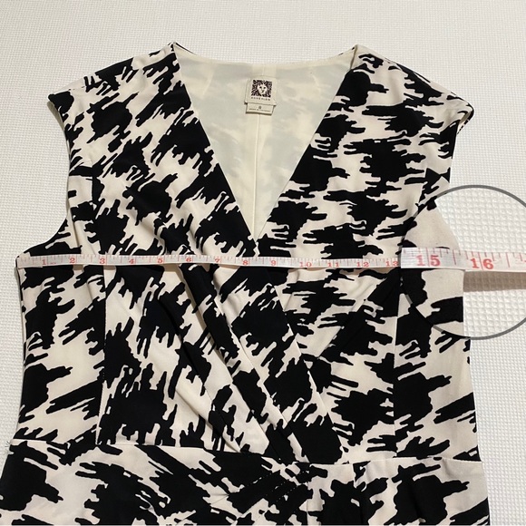 Anne Klein Sleeveless Houndstooth Dress, Faux Wrap Skirt Black & White Size 8 - Picture 10 of 12